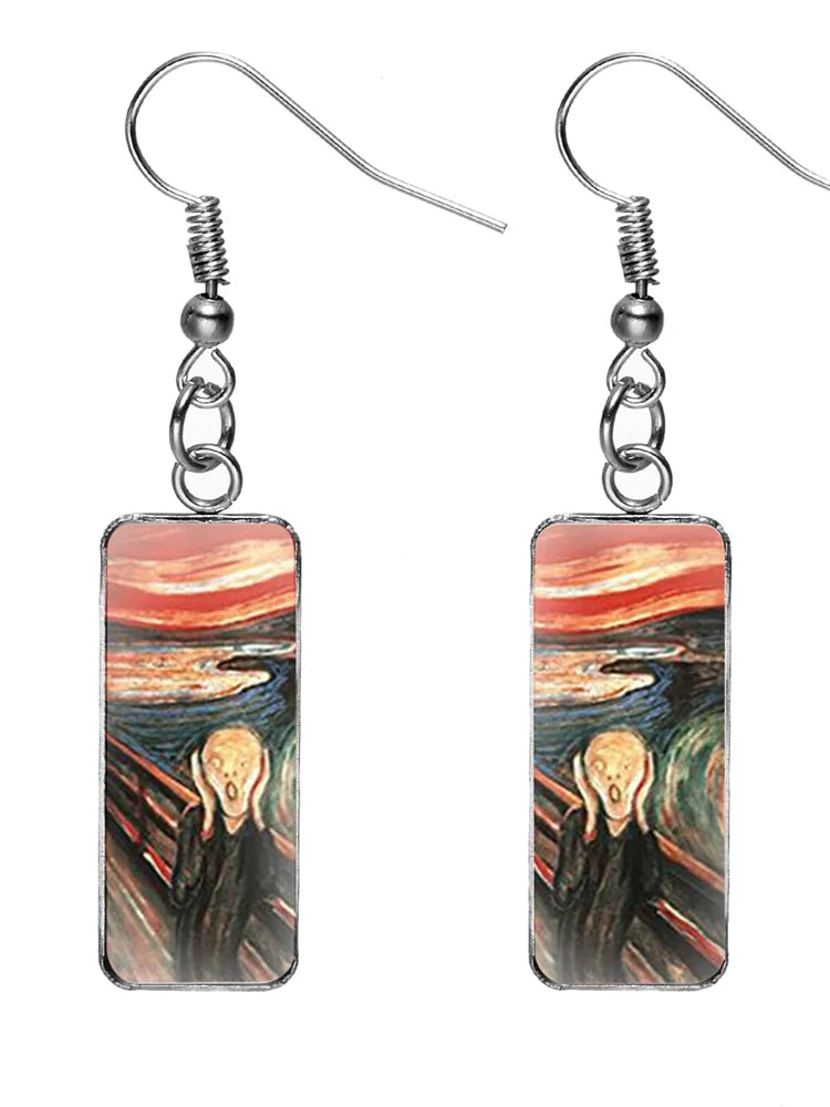 Barneys New York  | Rectangular earrings with oil painting