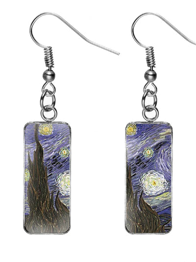 Barneys New York  | Rectangular earrings with oil painting