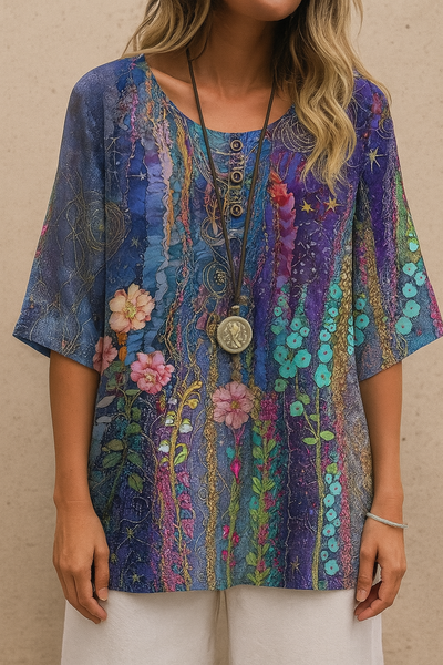 Barneys New York  | Fiber Art A Line Floral T-Shirt