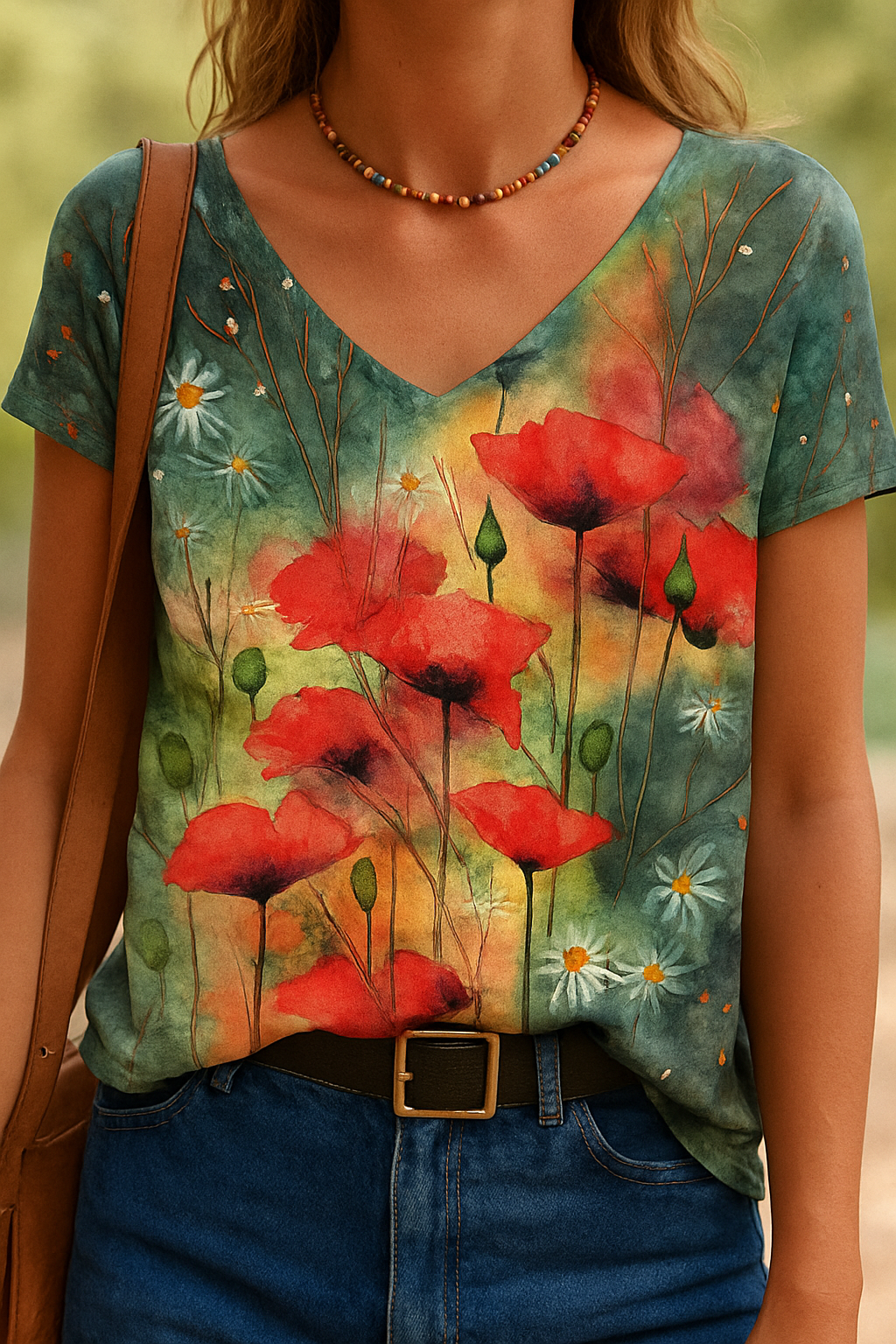 Barneys New York  | Floral art reproduction V-neck T-shirt
