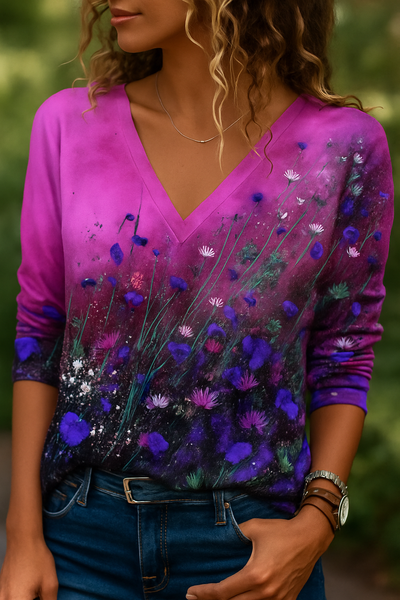 Barneys New York  |  Flowers Painting Neck T-shirt