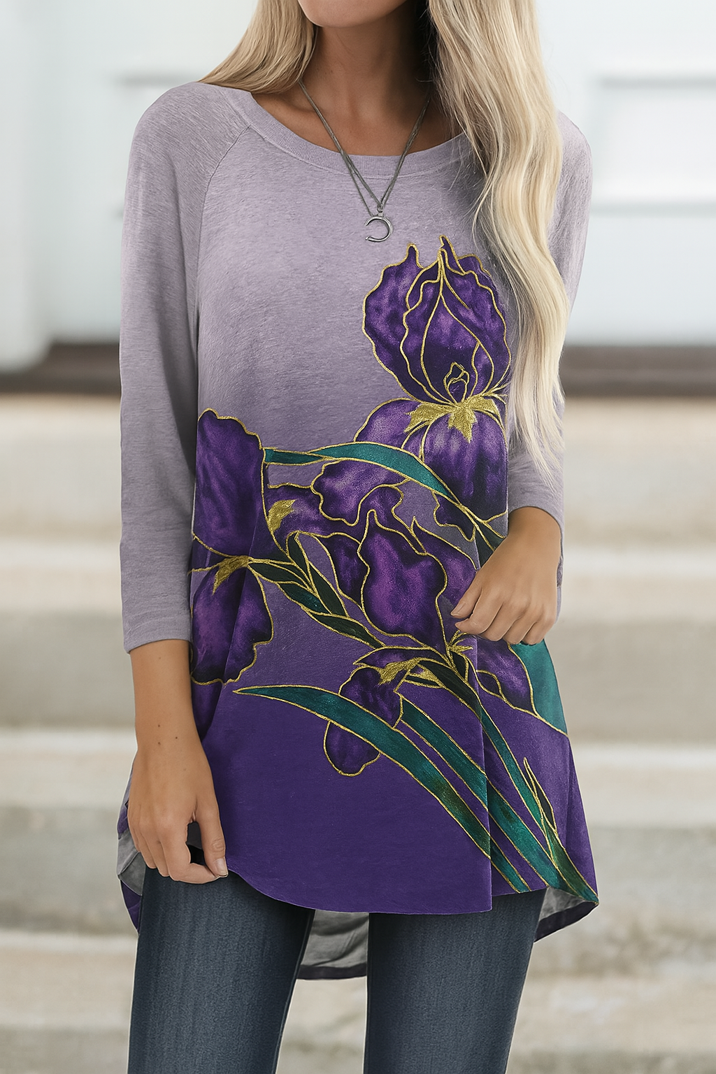 Barneys New York  |  Irises Gradient - patterned t-shirt with bat sleeve