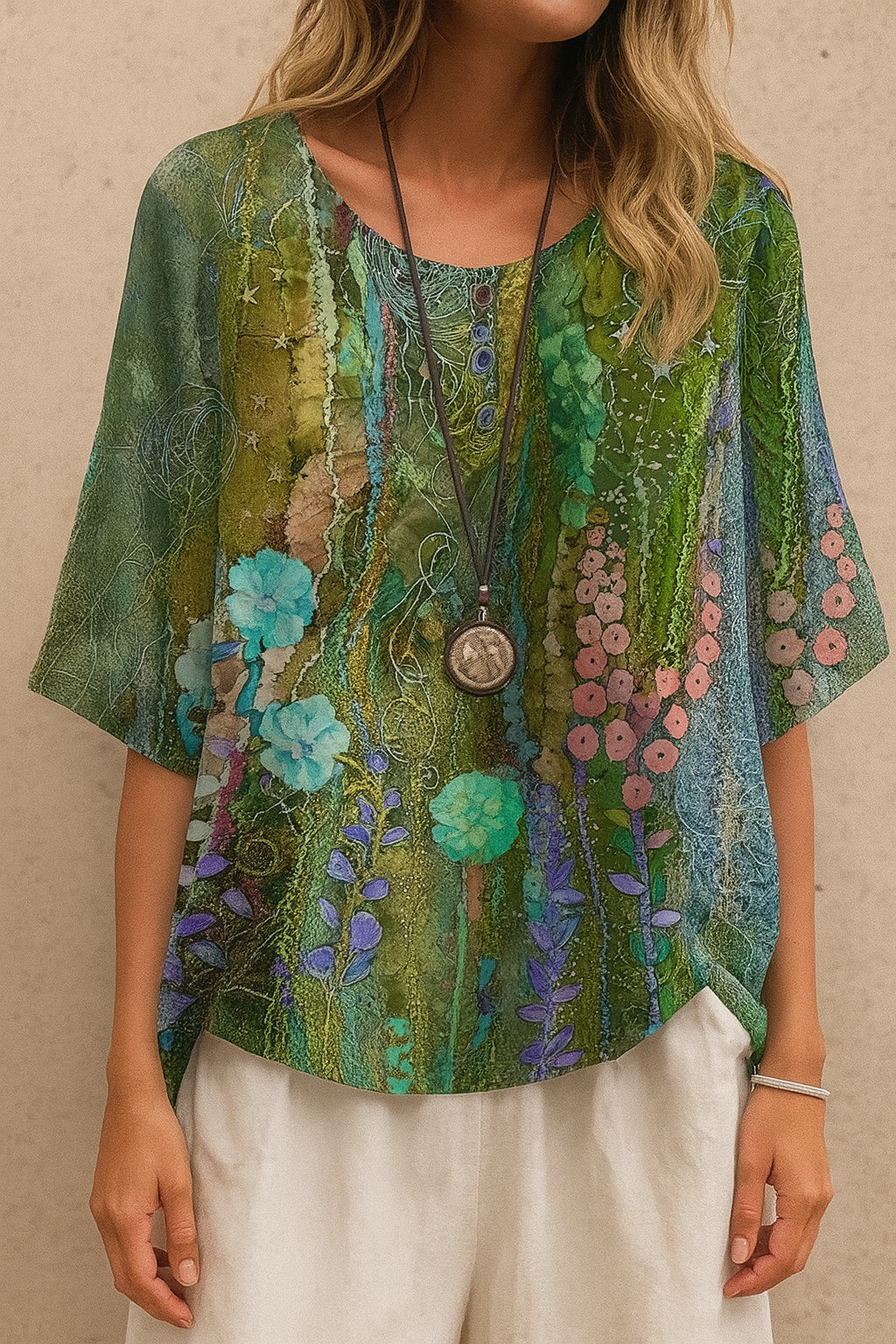 Barneys New York  | Fiber Art A Line Floral T-Shirt