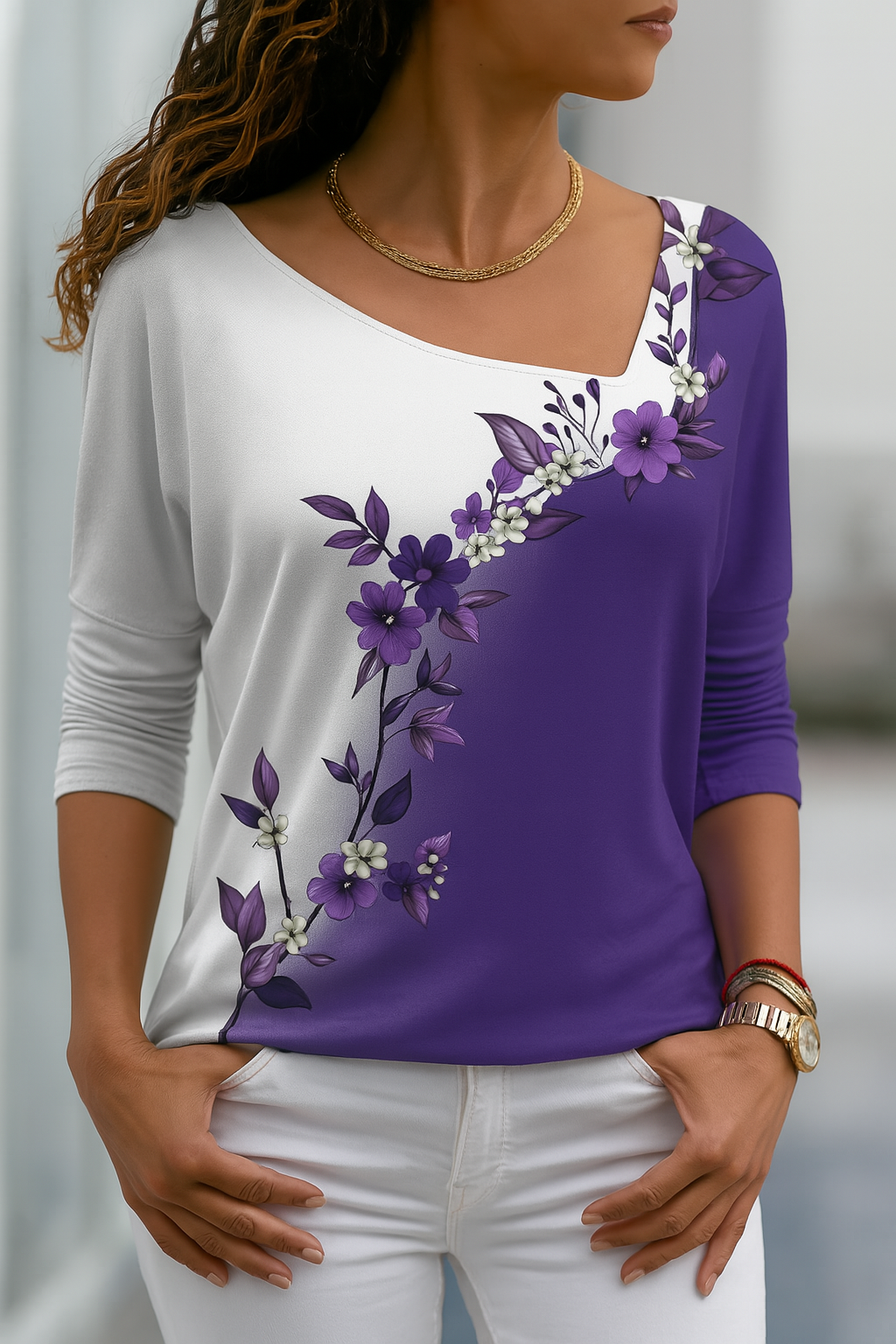 Barneys New York  | Flowers Contrast Color Art T-Shirt