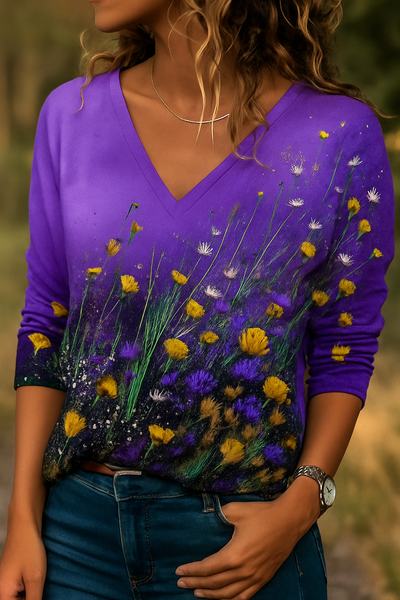 Barneys New York  |  Flowers Painting Neck T-shirt