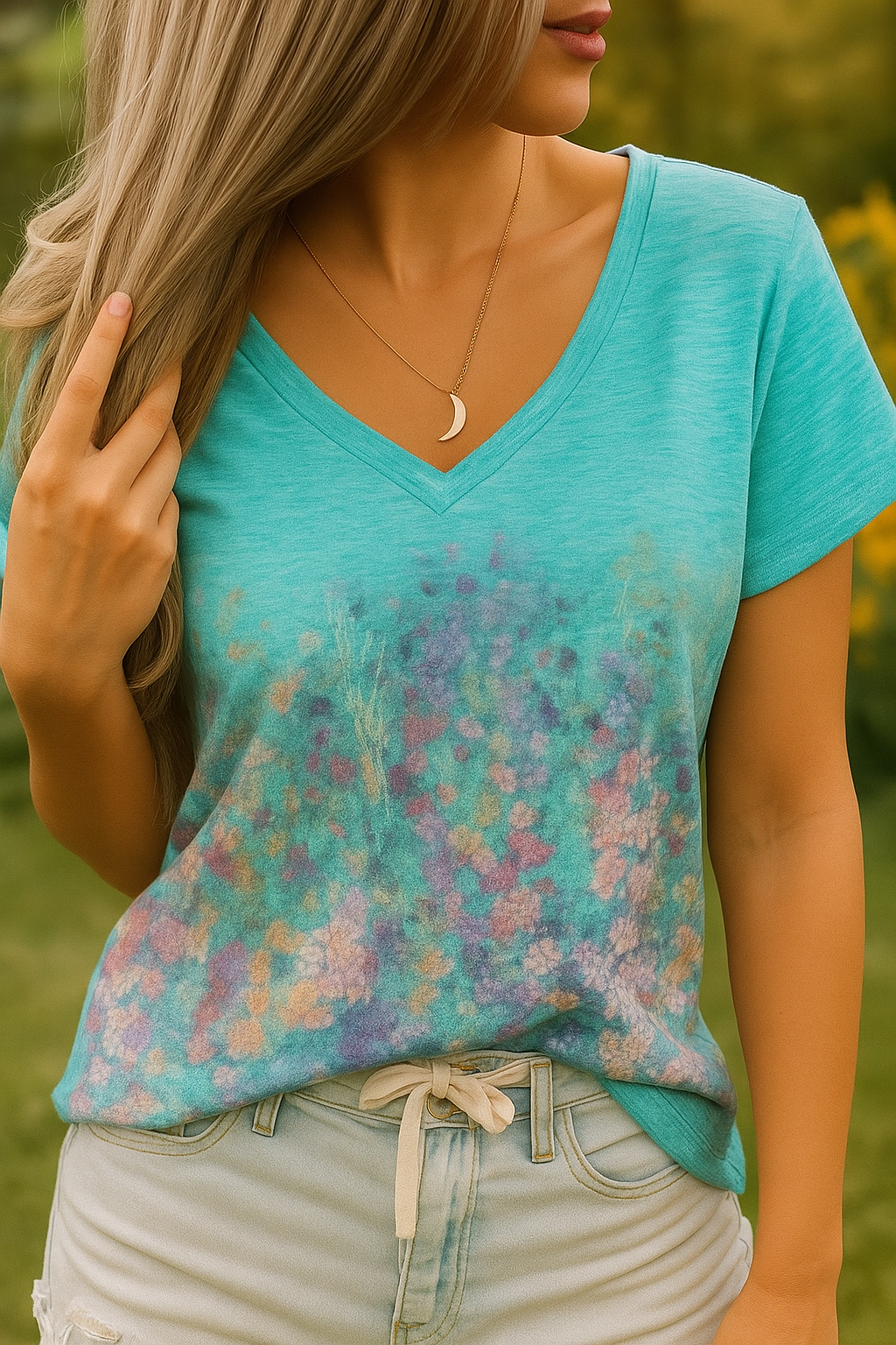 Barneys New York  | 74V-neck floral art t-shirt
