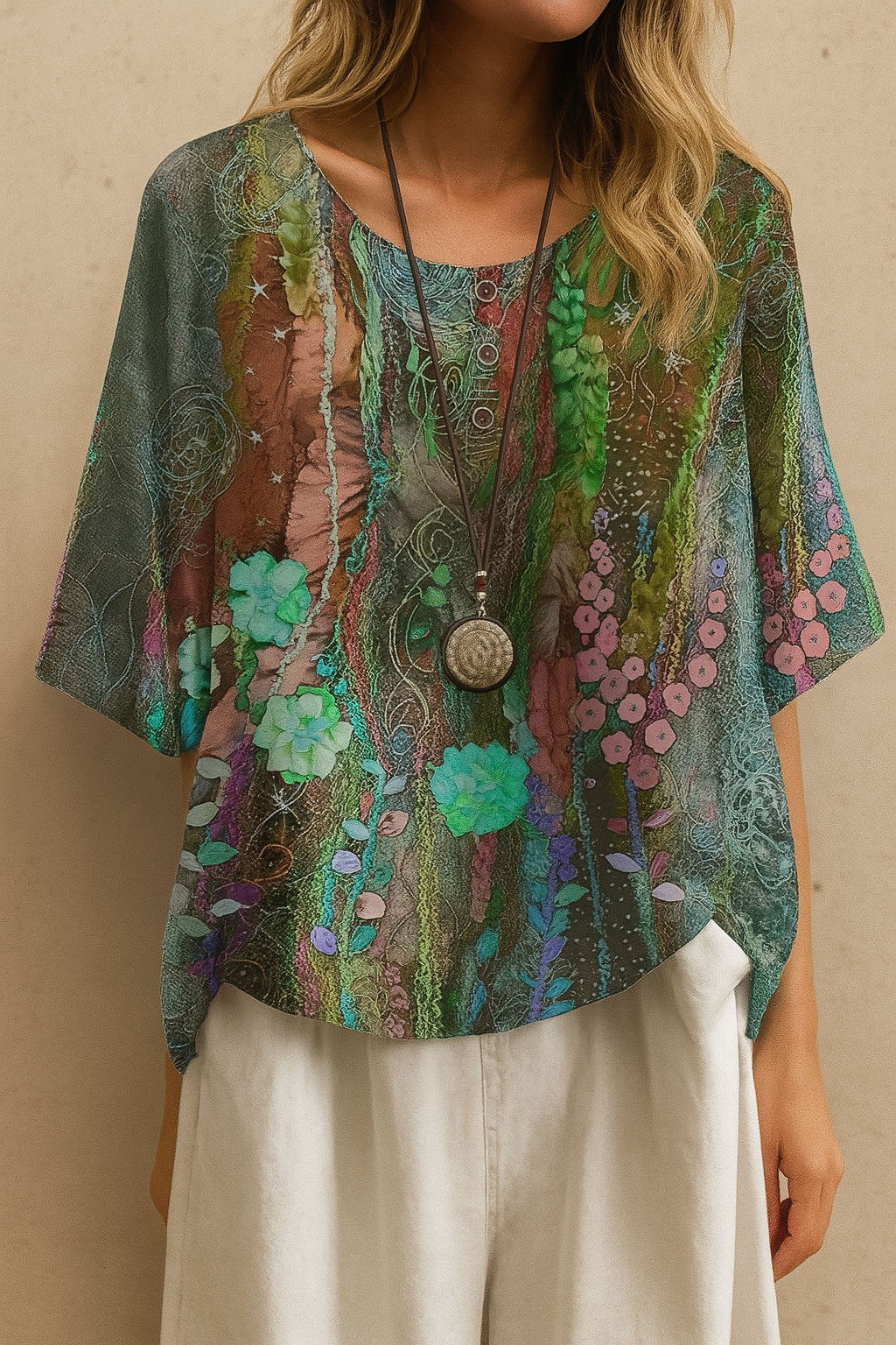 Barneys New York  | Fiber Art A Line Floral T-Shirt