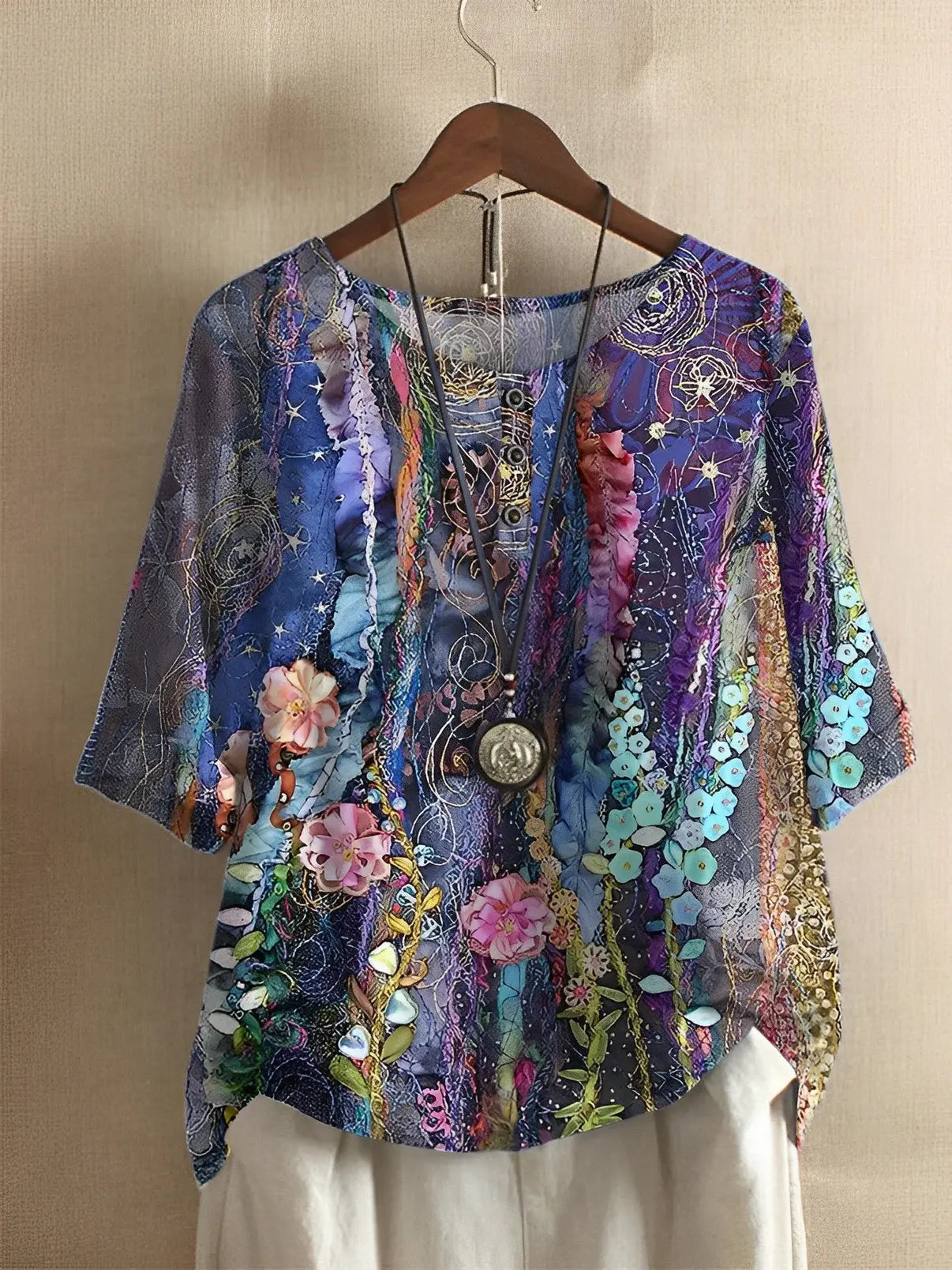 Barneys New York  | Fiber Art A Line Floral T-Shirt