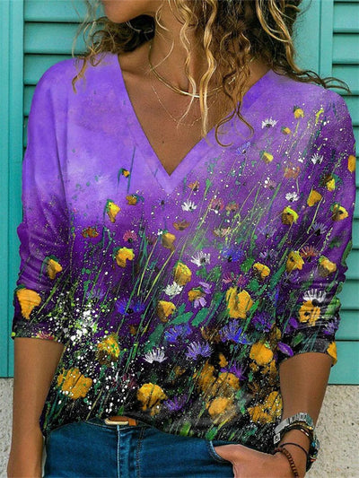 Barneys New York  |  Flowers Painting Neck T-shirt