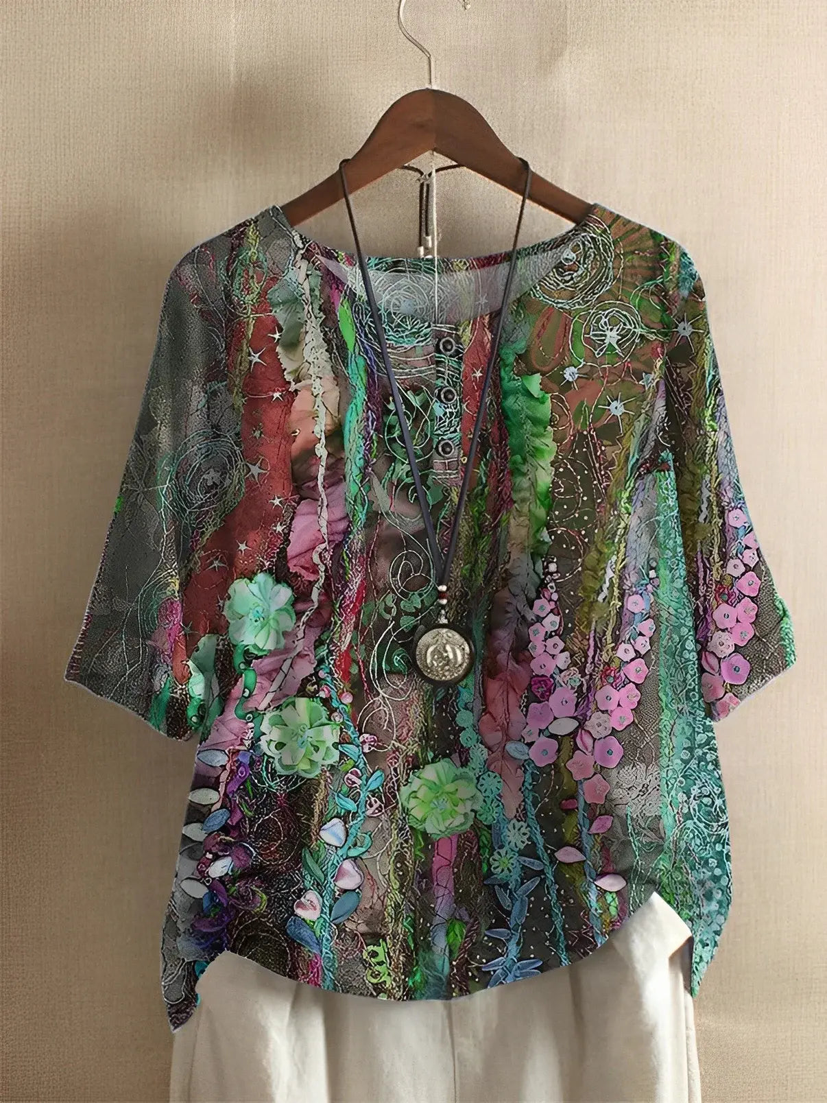 Barneys New York  | Fiber Art A Line Floral T-Shirt