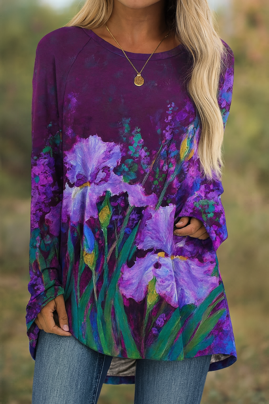 Barneys New York  | Long sleeve t-shirt with purple iris artwork