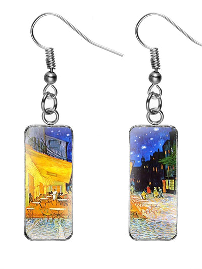 Barneys New York  | Rectangular earrings with oil painting