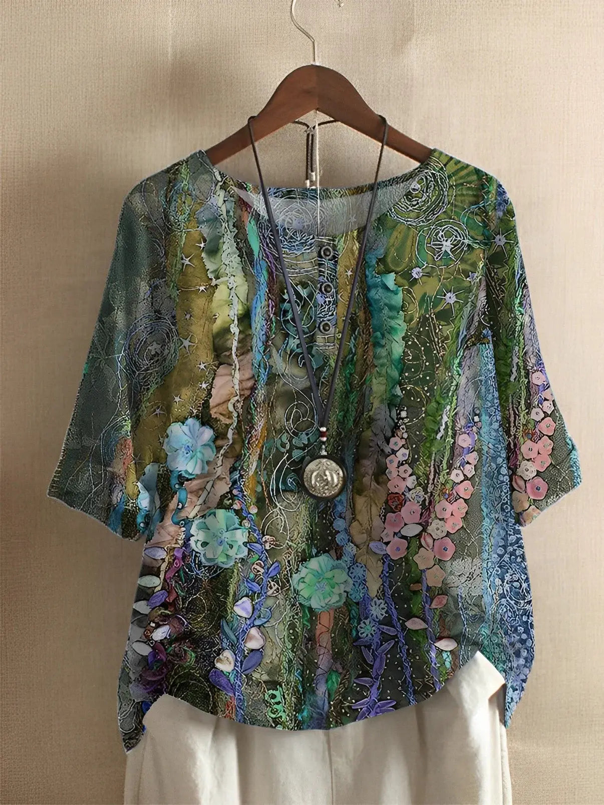 Barneys New York  | Fiber Art A Line Floral T-Shirt
