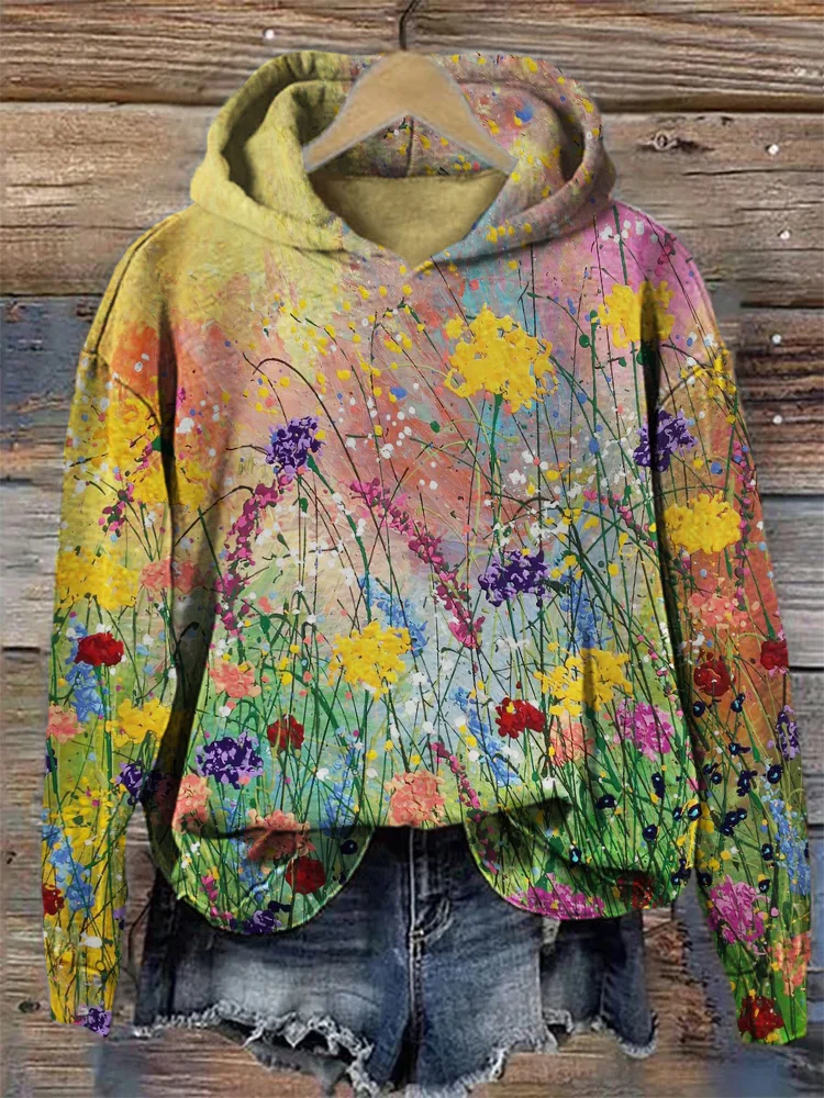 Barneys New York  | Flowers oil painting art cozy hoodie hoodie