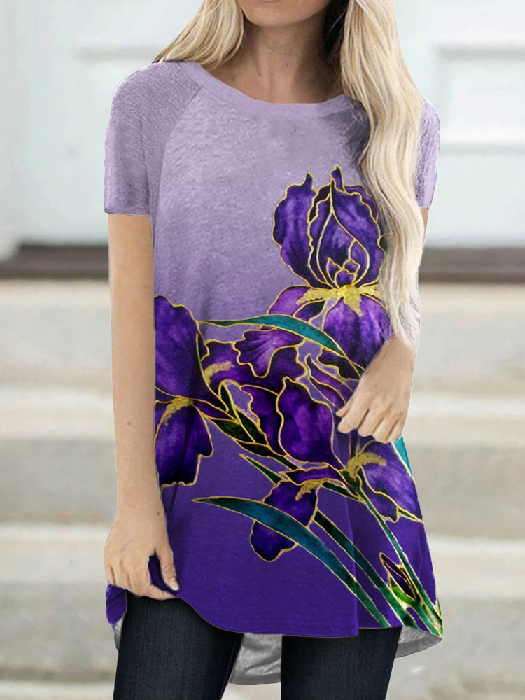 Barneys New York  |  Irises Gradient - patterned t-shirt with bat sleeve